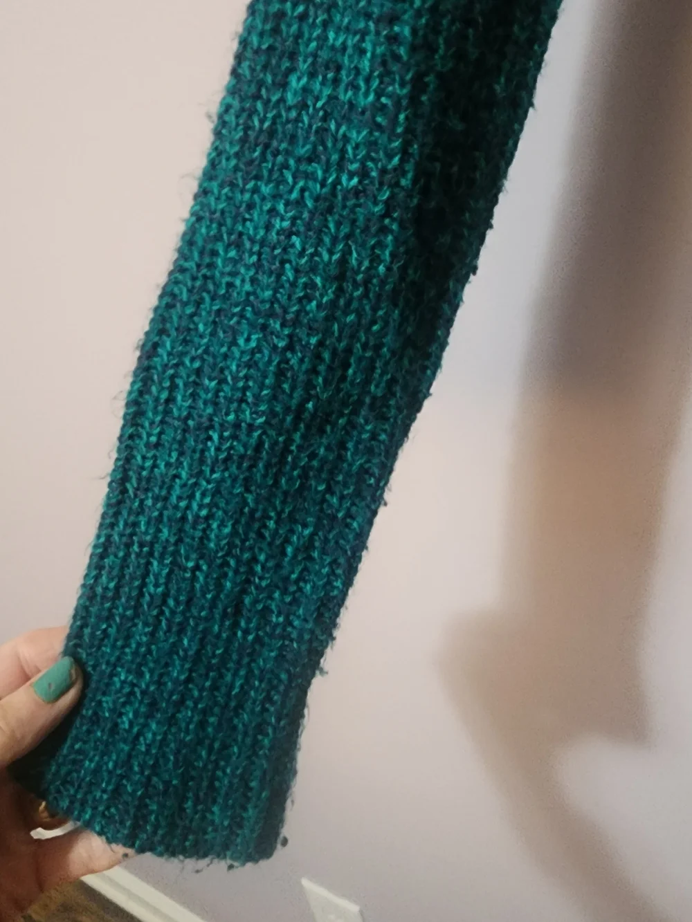new directions Teal Open-Front Knit Cardigan